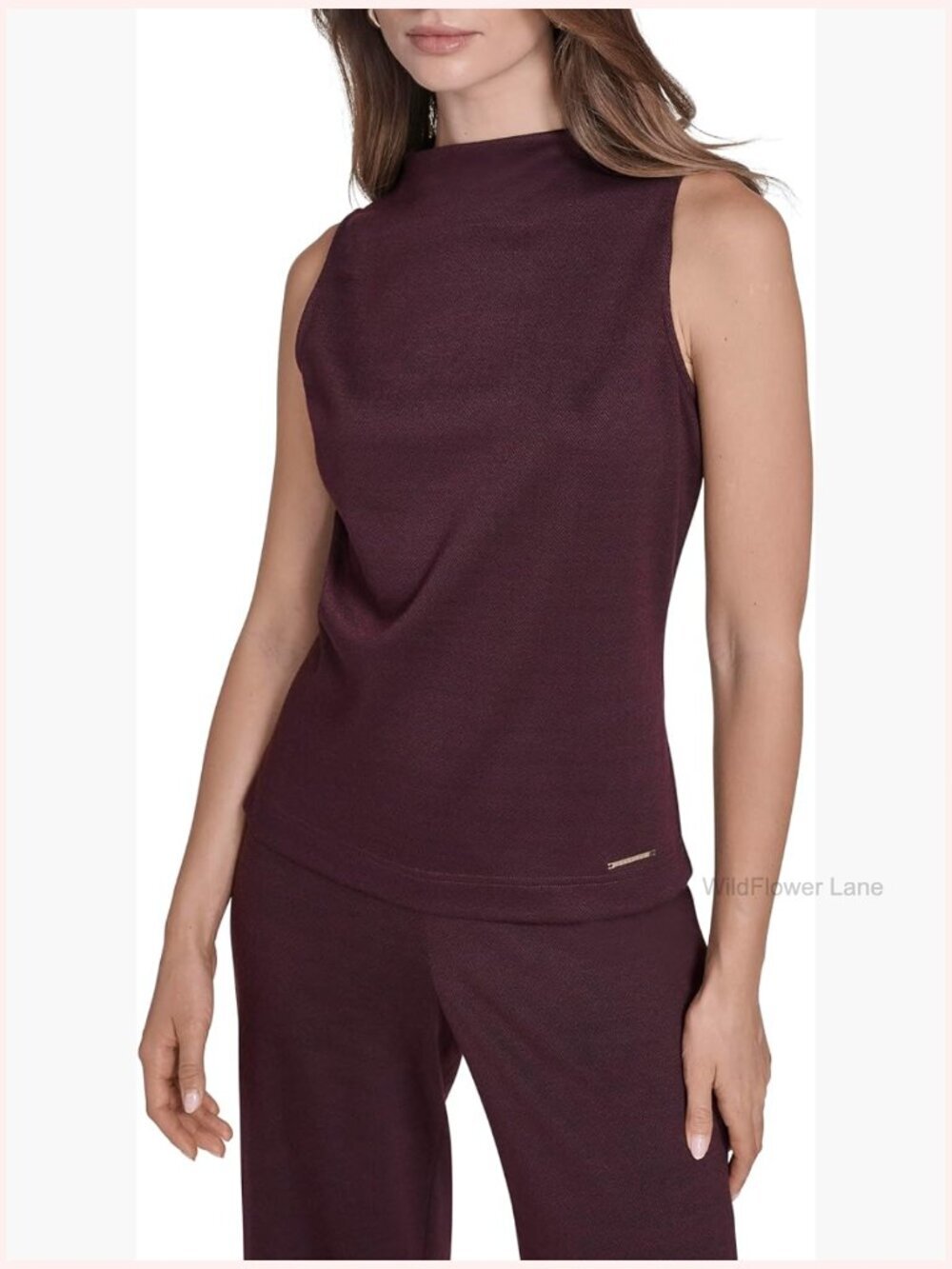 Sleeveless Knit Top - Fitted Boat Neck Tee for Work or Travel